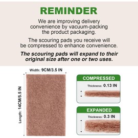 AIDEA Non-Scratch Natural Scouring Pads, Dish Scrubber Pads for Household and Kitchen, Cellulose Multipurpose Scour Pads for Cleaning -Natural Sisal Fibers, 24 Pack, 5.5in*3.5in