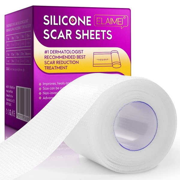 Silicone Scar Sheets (1.6”x 60”, 1.5M), UPGRADE Clear Scar Tape, Silicone Scar Strips, Effective Scars Away, Invisible Silicone Scar Sheets For Surgical Scars, C-Section Surgery Scar, Keloid, Burn, Acne