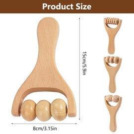 3 Stück Massageroller mit Griffen,15 x 8cm Holz Massageroller Roller Set,Holz Massageroller für Rückenmuskel,Manuelle Holztherapie-Massagewerkzeuge,für Tiefenmassage Linderung Von Muskelverspannungen