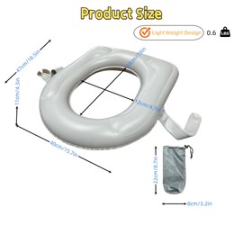 Inflatable Travel Toilet Seat Riser, Portable Toilet Seat Cushion with Suction Cups for Travel, RV, Camping - Comfortable Potty Seat
