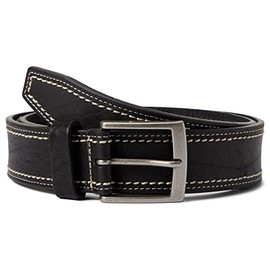 Johnston & Murphy Double Contrast Stitch Belt Black 44, Black, 44