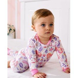 babee Reshinee Bamboo Viscose Toddler Girls Kids Pajama Sets 5-6Y Snug fit Long-Sleeve Softness Sleepwear Pjs 2pcs Jammies Pink Mermaid