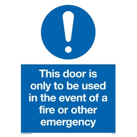 Viking Signs MA5724-A5P-V"This Door Is Only To Be Used In The Event Of A Fire Or Other Emergency" Sign, Vinyl, 200 mm H x 150 mm W