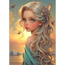 DPHERO DIY Girls Diamond Painting Pictures for Adults Beginners, 5D Sunset Diamond Painting Set, DIY Round Stones Diamond Art Kits, Fantasy Diamond Painting for Home Decor 30 x 40 cm