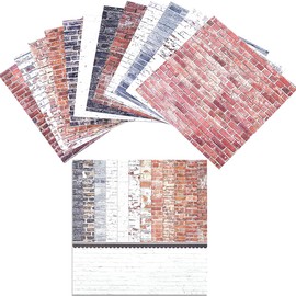 GORGECRAFT 24 Sheets 12 Styles Brick Scrapbook Paper Pad 6 x 6 Inch Single Sided Decorative Decoupage Cardboard Paper Background Accessories for Diary Planner, Card Making, Photo Album, Origami