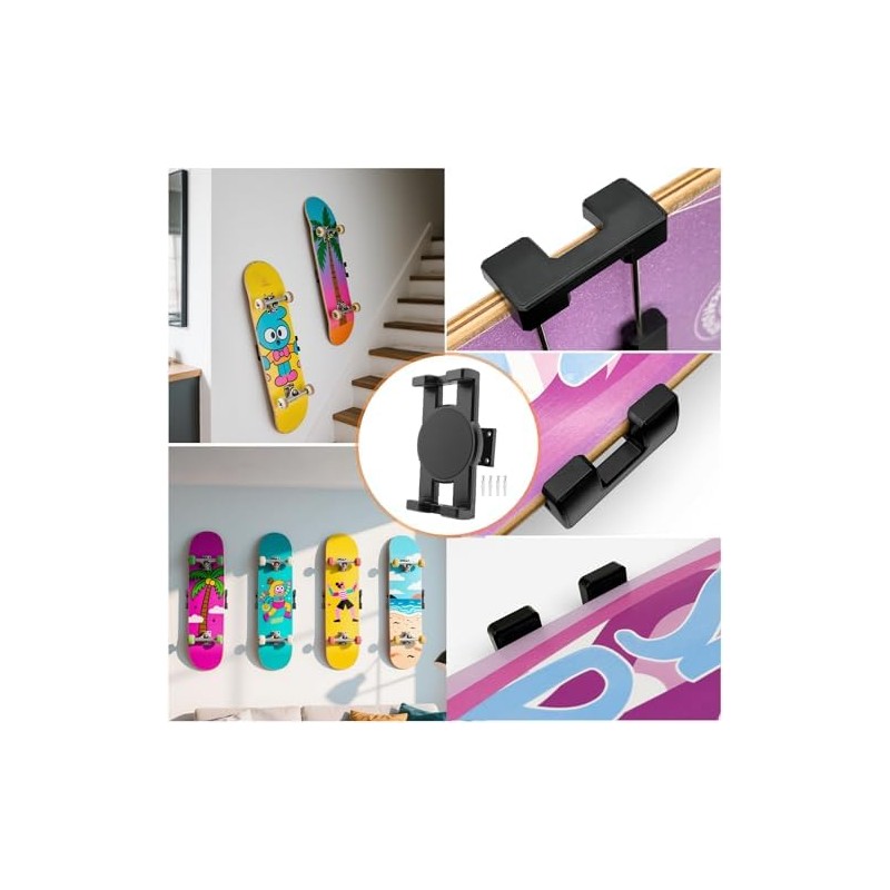 DYAUS 360° Rotating Skateboard Wall Mount, Extending Skateboard Wall Hanger,