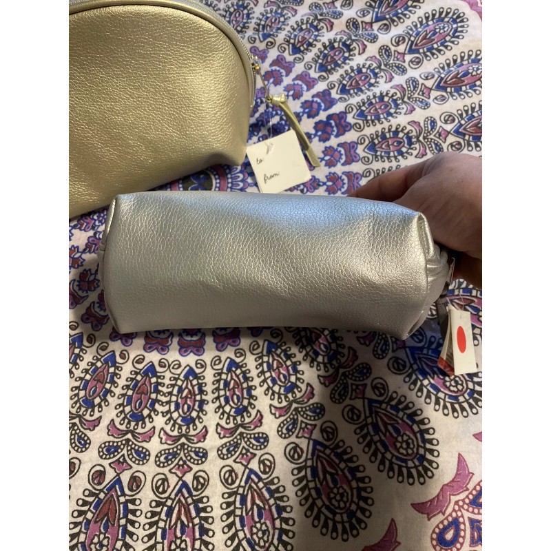 Unbranded Make Up Bag Pouch Faux Leather Silver And Gold