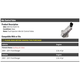 Marketplace Auto Parts Idle Air Control Valve - Compatible with 2001-2011 Ford Ranger 2.3L 4-Cylinder