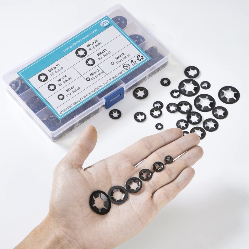 QIMEI-SHOP Pack of 500 Locking Washers Starlock Washers Inner Tooth