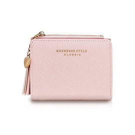 Energather Women's Wallets, PU Leather Credit Card Holder Small Wallet for Women and Girls, Womens Wallet with Tassel for Travelling, Shopping, Dating (pink)