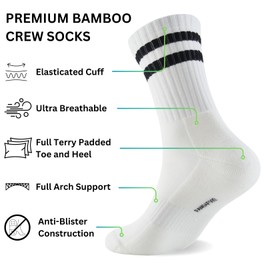 PANDA FOOD 3 Pairs Premium Bamboo Crew Socks | Anti-Blister Seamless Breathable Socks for Exercise, Gym or Casual Wear | Unisex Men and Women | 3 Pack UK | Mixed | 7-12
