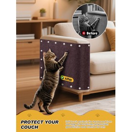 TLNNK 2PCS 39.4"x15.8" Cat Scratch Mat, Trimmable Self-Adhesive Carpet, DIY Climb Cat Scratcher for Furniture Couch or Wall Protector, Covering Cat Scratching Post Replacement Pads (Brown)