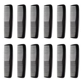 Mynoozi 12 PCS Hair Combs Set Colorful Plastic Pocket Combs Fine and Wide Tooth Cutting Combs for Women and Men Salon and Hotel Hair Care Tool(Black)
