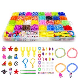 Relota Loom Bands Set, Loom Bands Box Set with 2500 Pieces Colourful Rubber Bands, Elastic Band for Bracelets Loom Bands with Accessories for Beginners, Boys Girls Children Crafts DIY