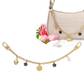 Nalefow Purse Extender Chain Pearl Cherry Purse Chian Strap Replacement Short Chain Straps, Metal Flower Heart Purse Strap Extender