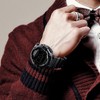 Men Dual Time Sports Watch Outdoor Waterproof PU Strap Digital