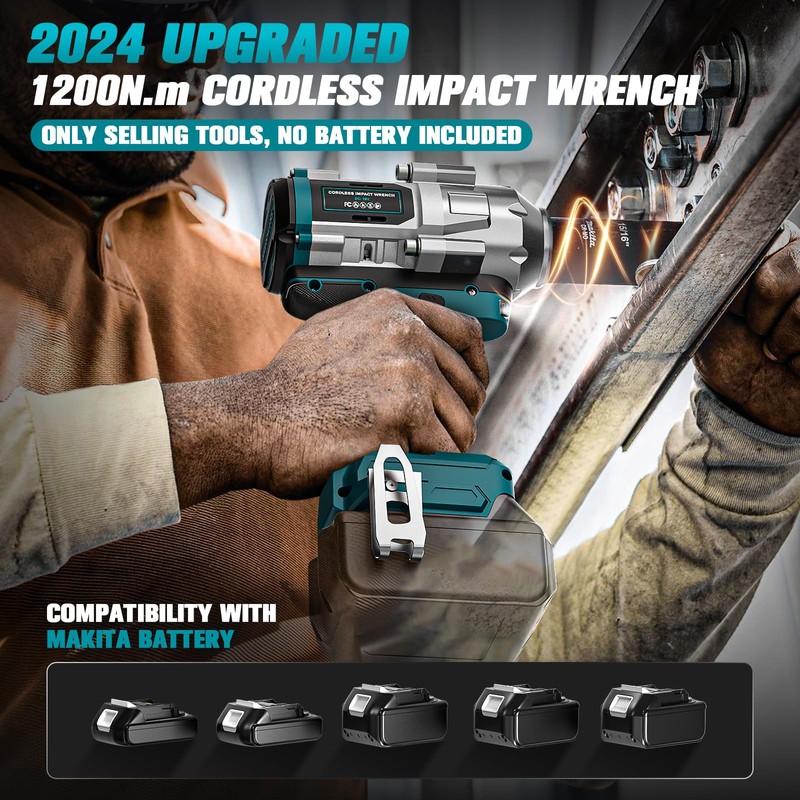 Cordless Impact Wrench 1/2 inch for Makita Battery, 900FT-LBS (1200N.m)
