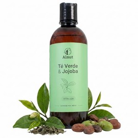 Alnut Shampoo para Perros y Cachorros - Sin Sulfatos ni Parabenos - Espuma de Baño, 480 ml (Té Verde y Jojoba)