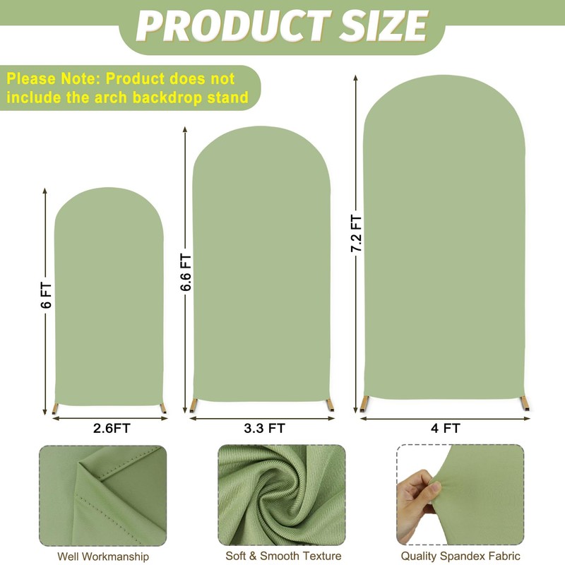 MODFUNS Sage Green Arch Cover 6&6.6&7.2ft Spandex Arch Backdrop Cover