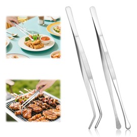 Cooking Tweezers, Pack of 2 Cooking Tweezers Kitchen, Long Tweezers 30 cm, Professional Cooking Tweezers Pliers Precision Serrated Tips, Stainless Steel Professional Cooking Tweezers Kitchen Tools for