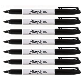 Sharpie Black Markers, Fine Point Tip, Permanent Markers, 7-Count