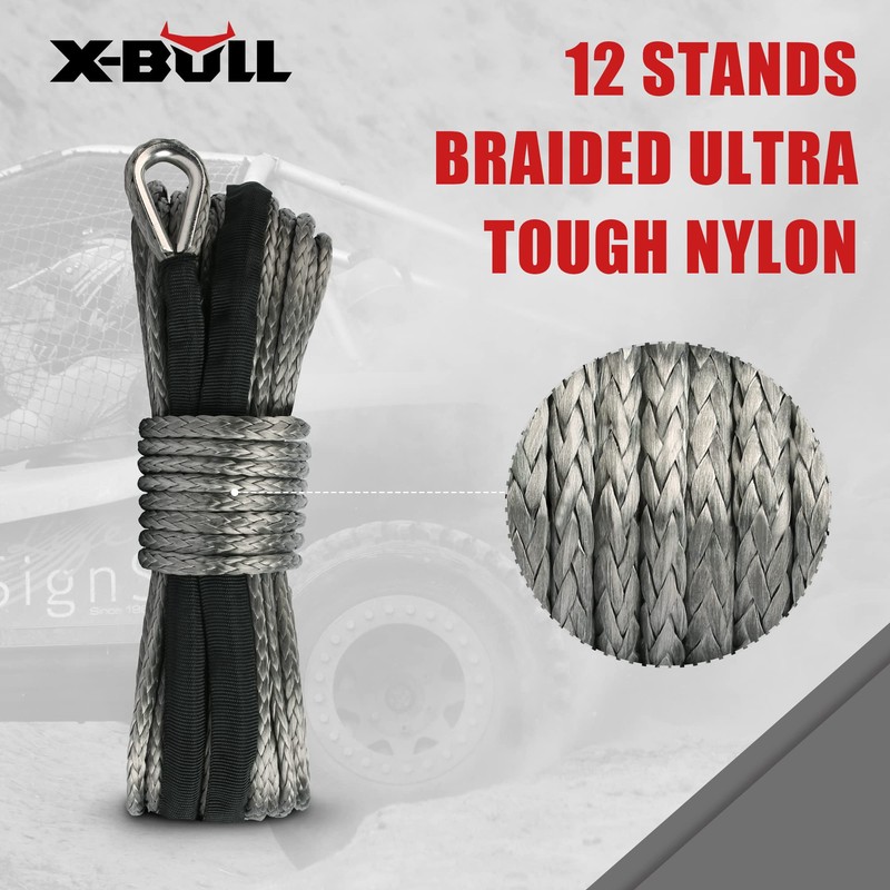 Xbull 5.5MM x 13M Synthetic Winch Rope with Hook Electric