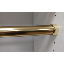 Polished Brass Custom Cut 1-5/16” Diameter Closet Wardrobe Rod | Made-to-Order Hanging Rod for Closets & Storage with End Supports (50 Inches Length)