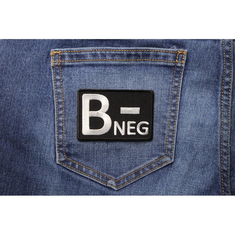 B Negative Blood Type Patch, Iron on Patch, Embroidered