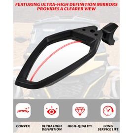 SAUTVS Adjustable Clear Rear View Side Mirrors for Can-Am Maverick R & R MAX X RS 2024+ Models Accessories, Aluminum Folding Mirrors, 360 Degree Adjustable Ball-joint, 2PCS, #715007363