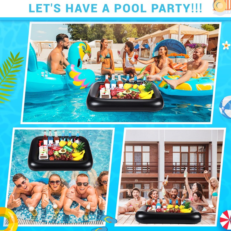 FillTouch Rectangular Inflatable Serving Bar Floating Drink Holder for Pool