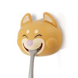 Hoobbe Animal Toothbrush Holder, Kids Suction Toothbrush Holder with Mirror / Glass / Wall Mounted Suction Cup, Bathroom Organizer, Accessories and Decor (Shiba Inu), for Kids
