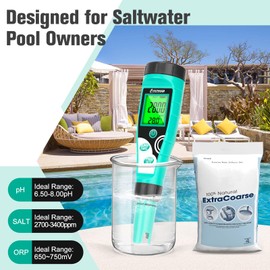 UIUZMAR Pool Salt Tester pH Meter Digital Chlorine pH Tester Salt Meter for Pool 7 in 1 Water Tester for Swimming Pool Aquariums