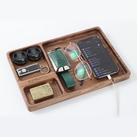 SeedWave Engraved Valet Tray Best Dad Ever, Wooden Nightstand Organizer, Unique Gift for Dad, Men Gift Ideas for Father, New Dad Gift Father Day from Wife Daughter Son