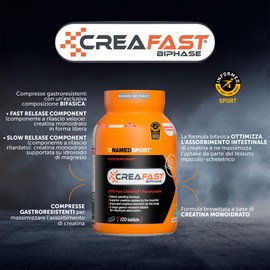 NAMEDSPORT Creafast 120 Compresse | Creatina Monoidrato per Performance e Recupero Muscolare | Integratore per Sportivi, Fitness e Bodybuilding | Pre e Post Workout