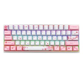 ZMX Cherry Blossom Pink Mechanical Keyboard,60% Compact Hot Swappable USB-C Wired RGB Gaming Keyboard 61 Keys Mini Cute Keyboard with Dye-Sublimation PBT Keycap for PC/Mac (Red Switch)