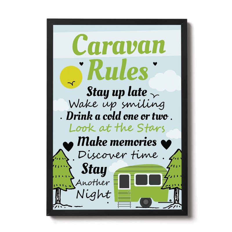 RED OCEAN FRAMED Caravan Rules Print Caravan Accessories Caravan Gift