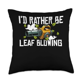 Id Rather Be Leaf Blowing Autumn Leaf Blower Throw Pillow