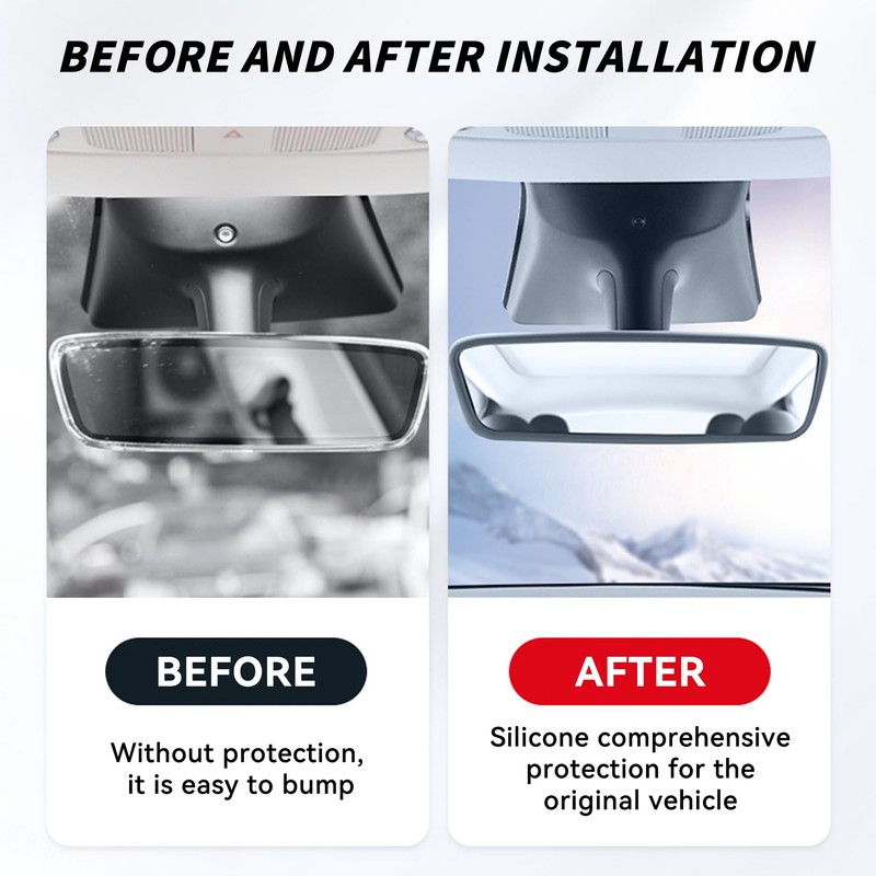 Tioollev Car Rear View Mirror Protector Frame, Silicone Auto Rearview