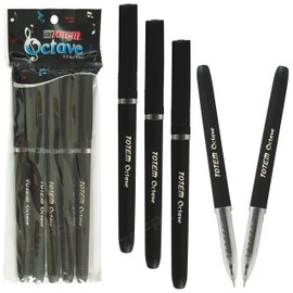 TOTEM 5 x 0.5mm Fine Tip Octave BLACK Smooth Gel Pens Quick Drying Comfort Grip
