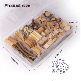 DIY Wood Sticks Craft Kit Natural Wood Slices for Craft Projects Fairy Gardens Enhance Kid Creativity(M) (M/10.8"x6.9"x1.8")