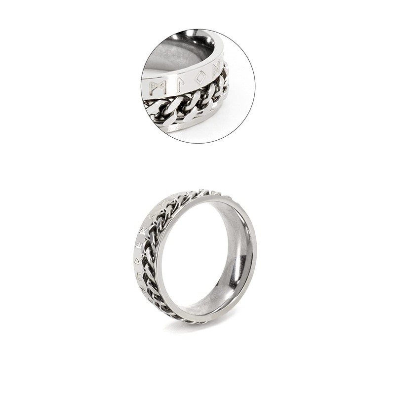 Generic Luxfancy Anillo Viking de runas vikingas de acero inoxidable