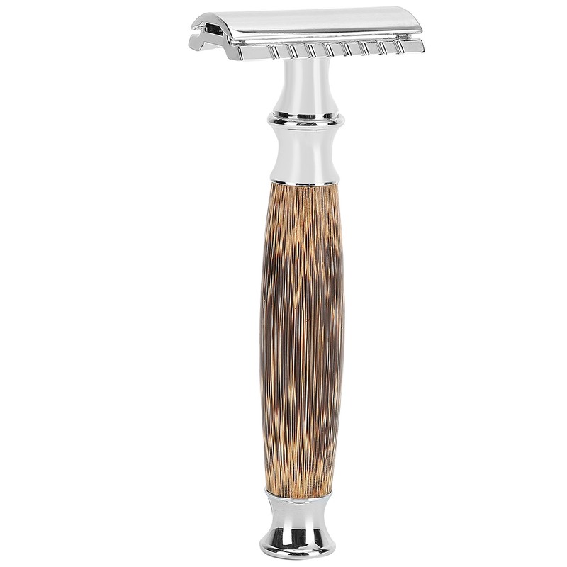 Professional Men Bamboo Handle Manual Shaver Portable Beard Body Hair