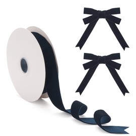 1 Inch×25Yd Navy Blue Velvet Ribbon for Gift Wrapping Ornament, Wide Vintage Christmas Velvet Ribbon for Holiday Wreaths Floral Bouquets Wedding Invitations Party Decor Valentine's Day
