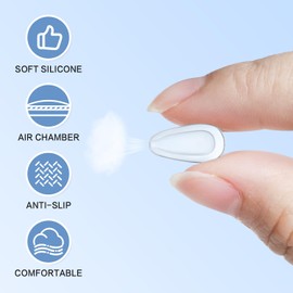 FOFALY Glasses Nose Pads, Anti Slip Eyeglass Nose Pad 3.2mm Heightened Airbag Cushions, Silicone Adhesive Glasses Nose Grips, Teardrop Replacement Nose Pads for Sunglasses (10 Black Pairs)