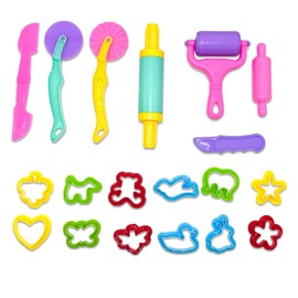 19 PCS Playdough Set Playdough Accessories Play Dough Tools Play Dough Tools Plastic DIY Playdough Modeling Tools and Cutters Clay Roller (Random Colors)