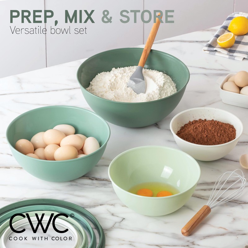 COOK WITH COLOR Mixing Bowls with Non Slip Bottom -