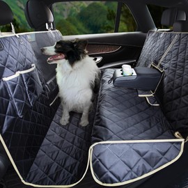 Lassie 4 in 1 Full Coverage Dog Car Floor Hammock,100% Waterproof Dog Car Seat Covers for Back Seat with Mesh Window for Sedans,Backseat Bench Protector for Cars, SUVs and Trucks etc