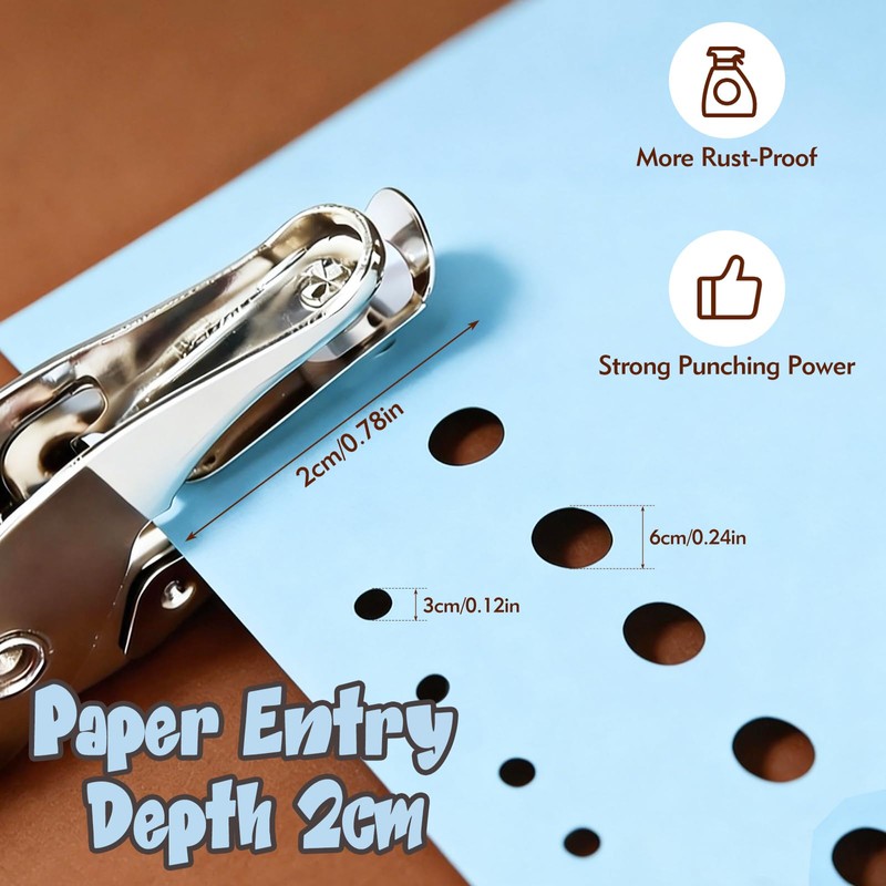 2 Pcs Hole Punch, 1/4" and 1/8" Hole Puncher with