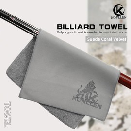 KONLLEN Billiards Billiard cue Towel - 100% Cotton Black 8-Ball Pool Cue Clean Towel Maintenance Accessories Cleaning Set Shaft Wax + Cleaning Powder + Towel + Sponge