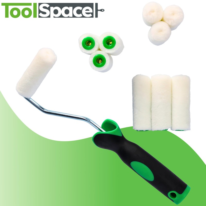 ToolSpace Set of 10 Paint Rollers, 7 cm, with Handle,